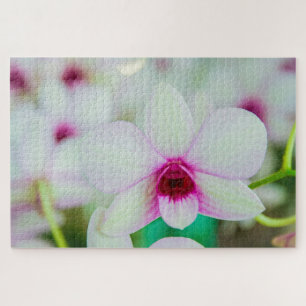 Puzzle Bonita fucsia y flor blanca