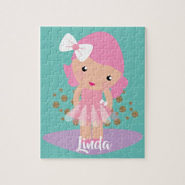 Puzzle Bonito Ballerina Chica Faux Purpurina Character (Vertical)
