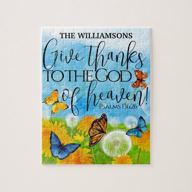 Puzzle Bonito Dar Gracias Biblia Verse Nombre De Familia  (Vertical)