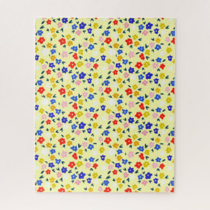 Puzzle Bonito delicado floral lindo sobre amarillo pastel