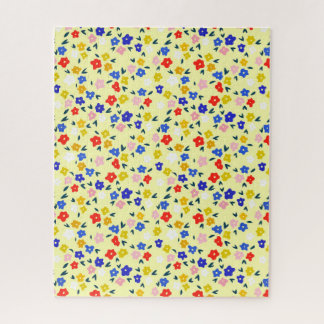 Puzzle Bonito delicado floral lindo sobre amarillo pastel