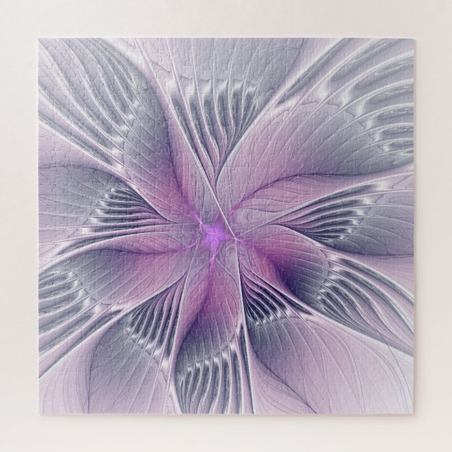 Puzzle Bonito Flor Rosa Moderna Resumen Arte Fractal (Vertical)