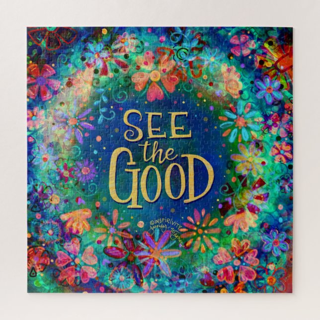 Puzzle Bonito Floral Azul ver la diversión de la buena in (Vertical)