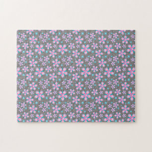 Puzzle Bonito floral rosa y gris