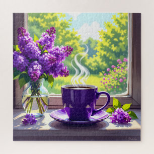 Puzzle Bonito Lilacs púrpura y café