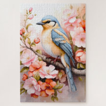 bonito pájaro colorido en una rama con flores