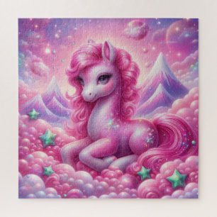 Puzzle Bonito unicornio rosa y azul