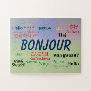 Puzzle Bonjour Hello Many Languages World Colorful