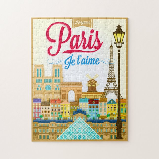Puzzle Bonjour Paris Je T'aime Travel (Vertical)