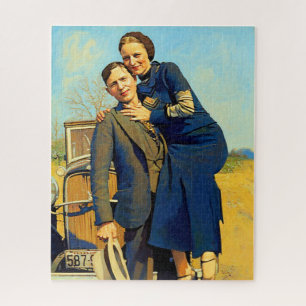 Puzzle Bonnie Parker Clyde Barrow 1933 Pintura Falsa