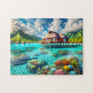 Puzzle Bora Bora Bungalow Tropical Sobre el Agua