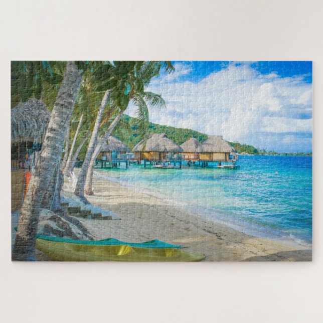 Puzzle Bora Bora Tahiti Beach Overwater Bungalows Ocean (Horizontal)