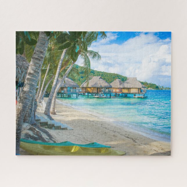 Puzzle Bora Bora Tahiti Beach Overwater Bungalows Ocean (Horizontal)