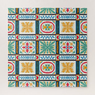 Puzzle Bordado de mallica italiano: Floral mediterránea