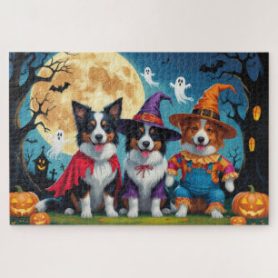 Puzzle Borde Collies Perros Calabaza Halloween Funny