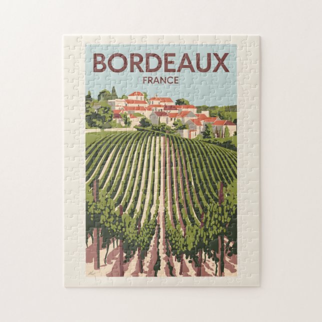 Puzzle Bordeaux France Viñage Viaje Arte Vintage (Vertical)