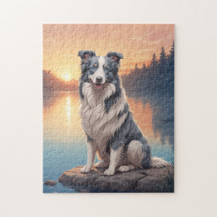 Puzzle Border Collie azul y blanco