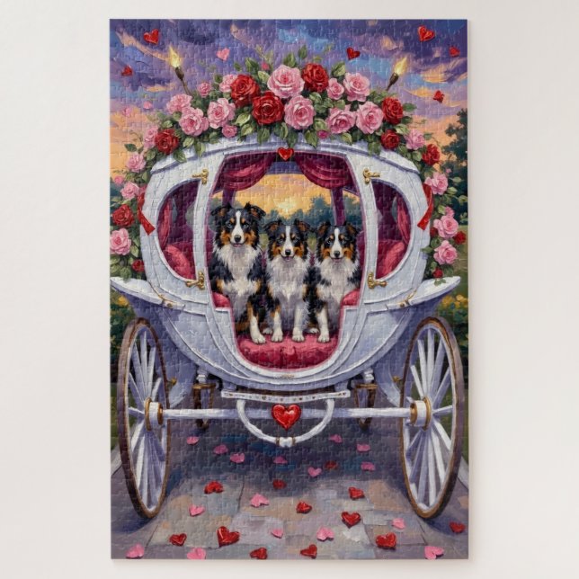 Puzzle Border Collie Dog Valentine's Day (Vertical)