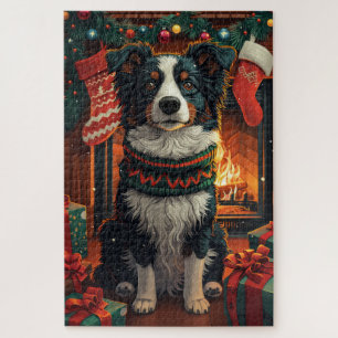 Puzzle Border Collie  Perro con regalos de Navidad Chimen