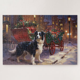 Puzzle Border Collie Temporada Navideña Festiva