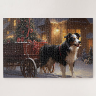 Puzzle Border Collie Temporada Navideña Festiva
