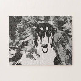 Puzzle Borzoi abstracto en el pino