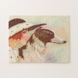 Puzzle Borzoi Antiguo Dama y Borzoi