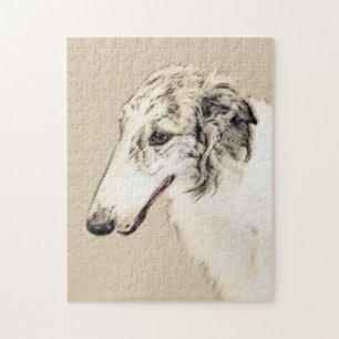 Puzzle Borzoi (Brindle plateado) Pintura original de arte
