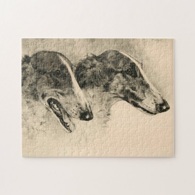Puzzle Borzoi Pair (Horizontal)