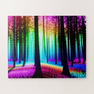 Puzzle Bosque abstrato con arcoiris encantado