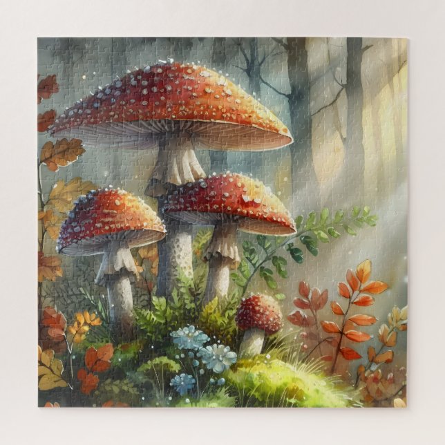 Puzzle Bosque Amanita Mushrooms matutino liviano (Vertical)