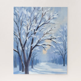 Puzzle Bosque Besado por la Nieve | Pintura en Acuarela d
