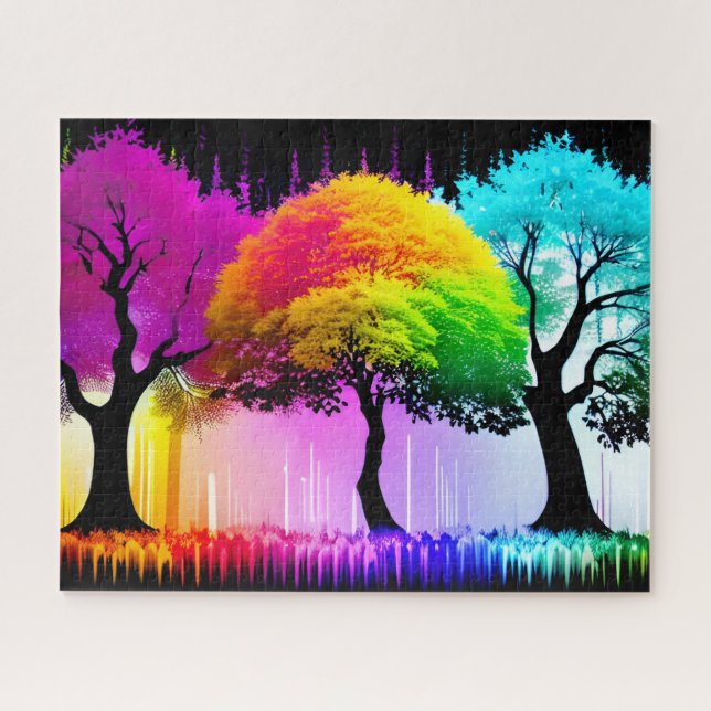 Puzzle Bosque colorido con un sueño arcoiris (Horizontal)