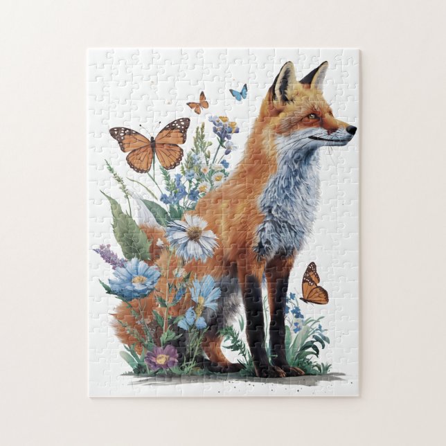 Puzzle Bosque de amantes de los animales de Fox (Vertical)