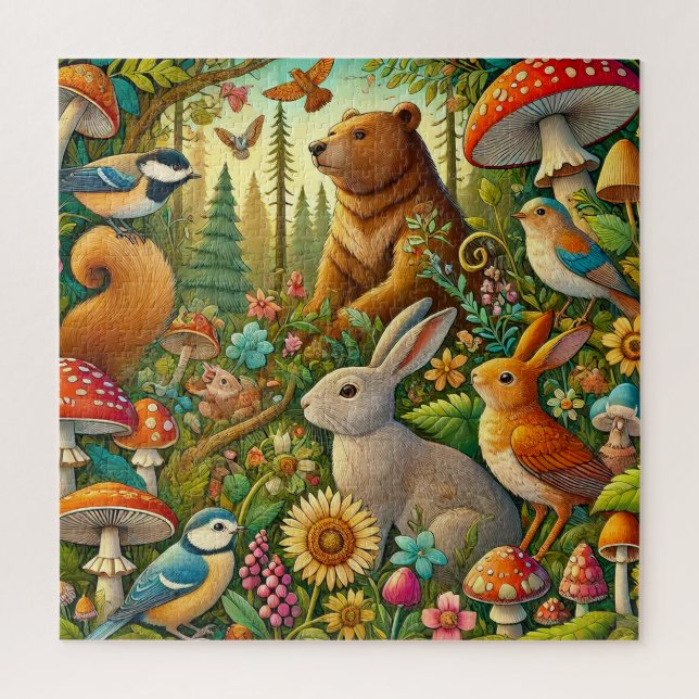 Puzzle Bosque de animales adorables del bosque Naturaleza (Vertical)
