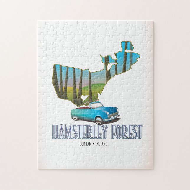 Puzzle Bosque de Hamsterley Durham Inglaterra mapa (Vertical)
