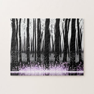 Puzzle Bosque Encantado Oscuro Con Flores Púrpura