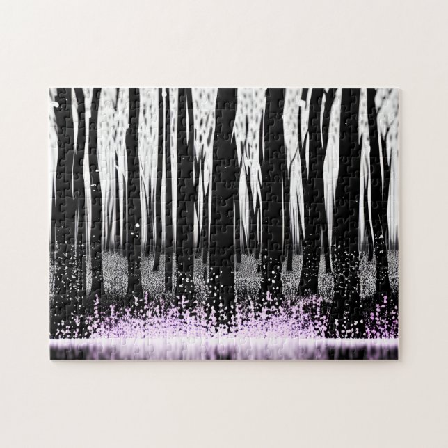 Puzzle Bosque Encantado Oscuro Con Flores Púrpura (Horizontal)