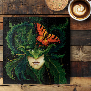 Puzzle Bosque Encantador Mujer Dríade Mariposa Fantasía