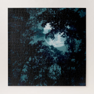 Puzzle Bosque Encantador Nocturno con Luna Llena
