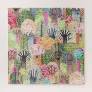 Puzzle Bosque Infantil: fondo acuarela.