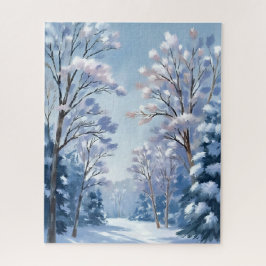 Puzzle Bosque Luz de Escarcha | Invierno Nieve Acuarela N