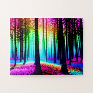Puzzle Bosque mágico con siluetas de árbol