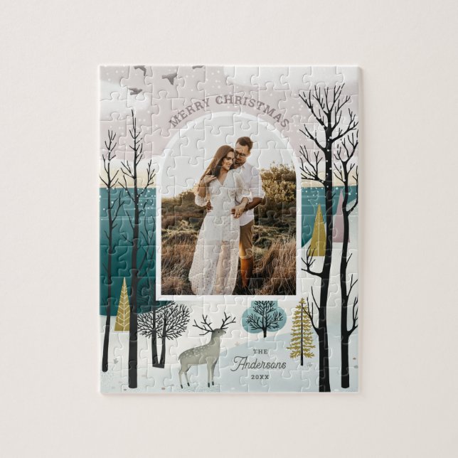 Puzzle Bosque nórdico | Navidades de invierno de Woodland (Vertical)
