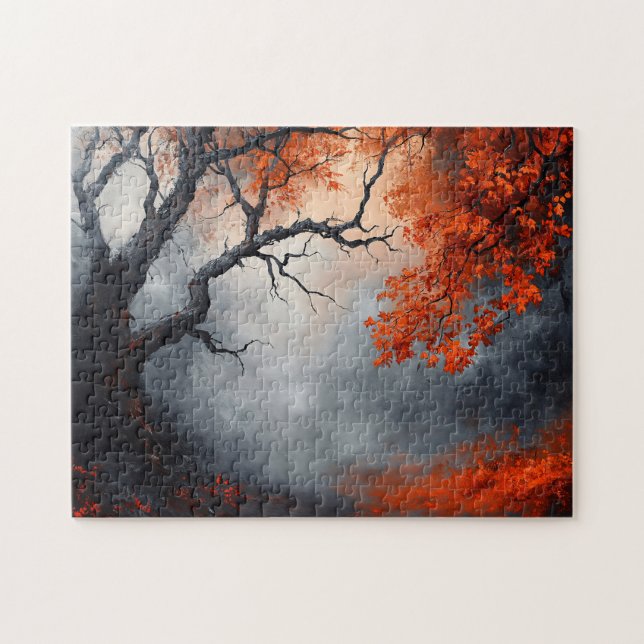 Puzzle Bosque otoñal con hojas de Crimson (Horizontal)