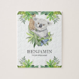Puzzle Bosque Rústico Osito Koala Lindo Nombre Niños