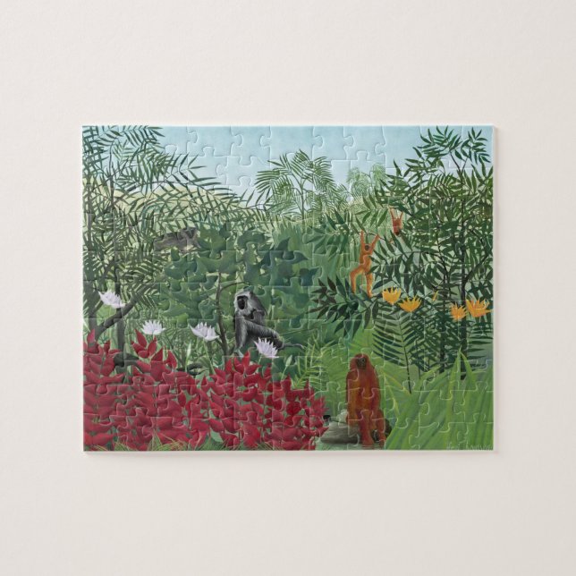 Puzzle Bosque tropical con monos, 1910 (aceite sobre lien (Horizontal)