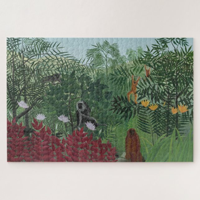 Puzzle Bosque tropical con simios y serpientes (Rousseau) (Horizontal)