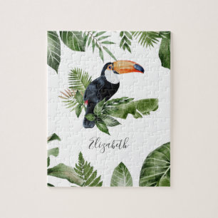 Puzzle Bosque Tropical Lindo Tucán Nombre Personalizado