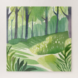 Puzzle Bosques Caprichosos | Paisaje de Acuarela Forestal